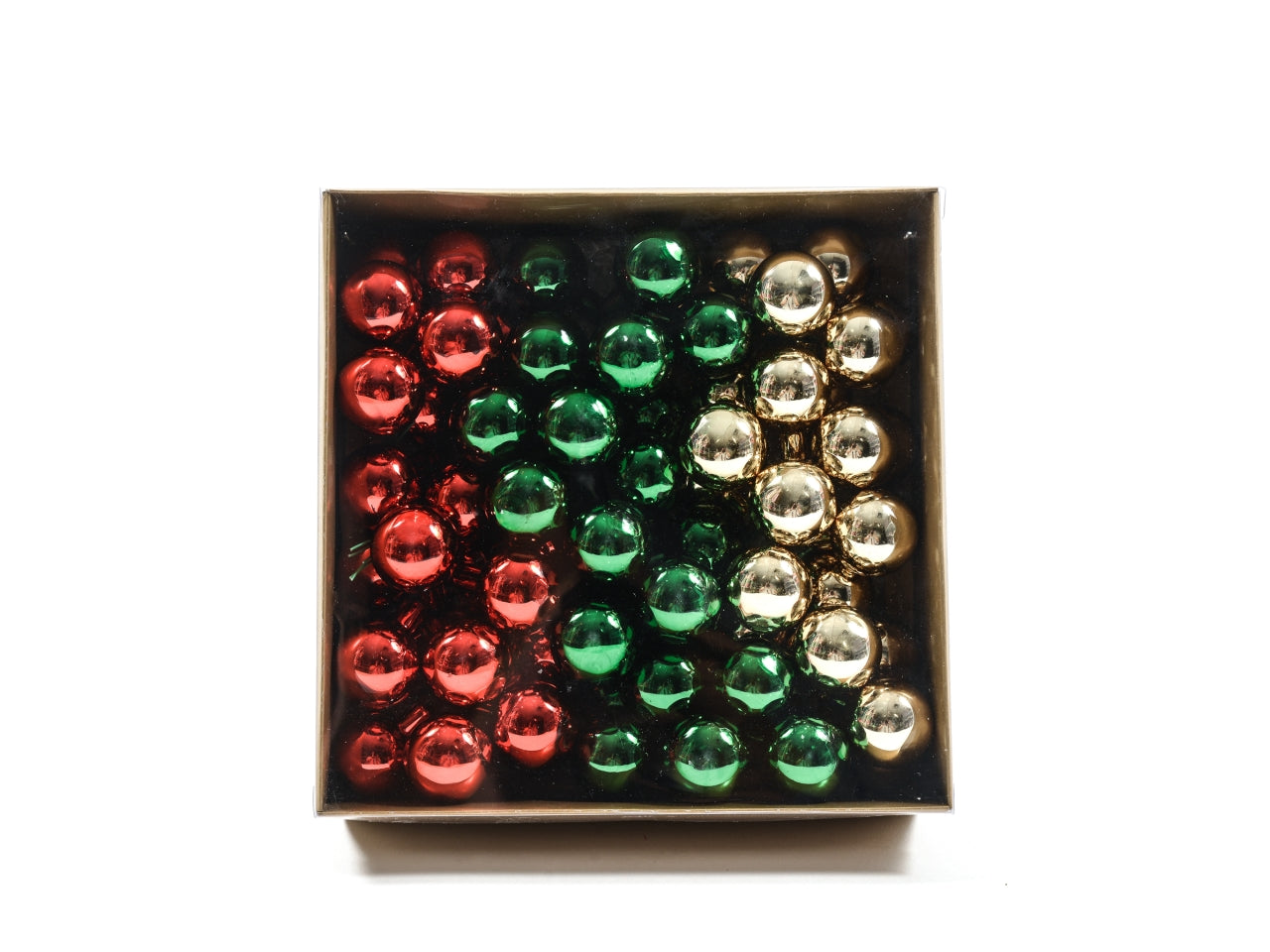 Palla in vetro 3cm oro verde e rosso in confezione da 144 pezzi