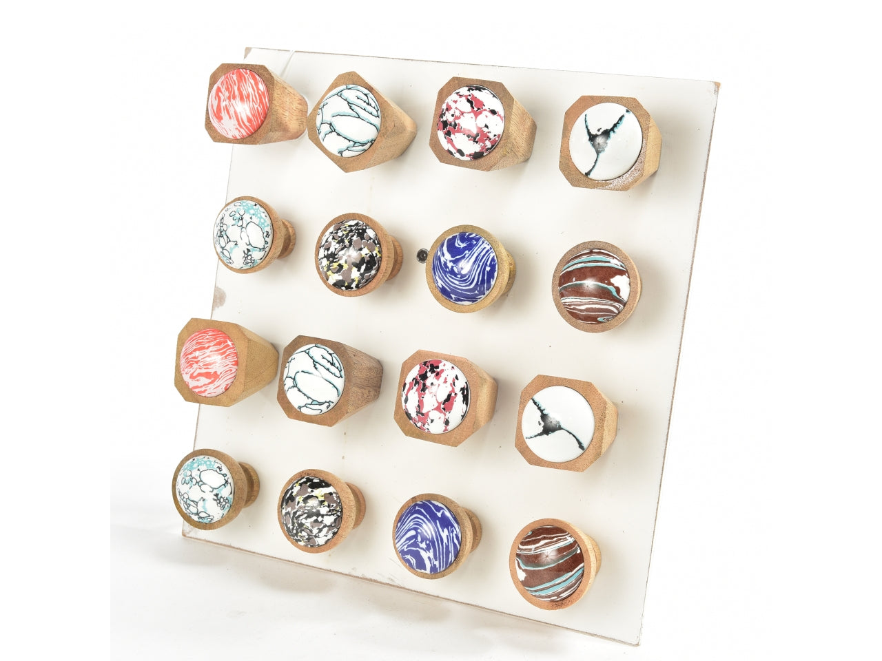 Pomolo in ceramica dipinto a mano d.4,5x6,5cm assortito