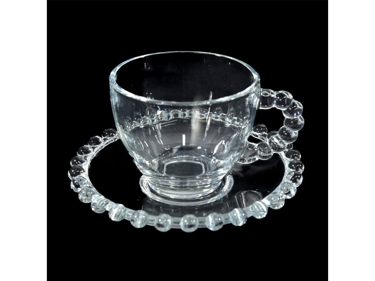 Tazzine da caffÃ¨ in vetro trasparente con manico bubble e piattino 110ml, set da 6 - M Home