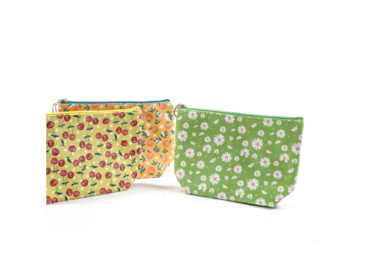 Pochette beauty da donna in cotone multicolor fantasia floreale con zip 27,5x18,5x cm - M Home
