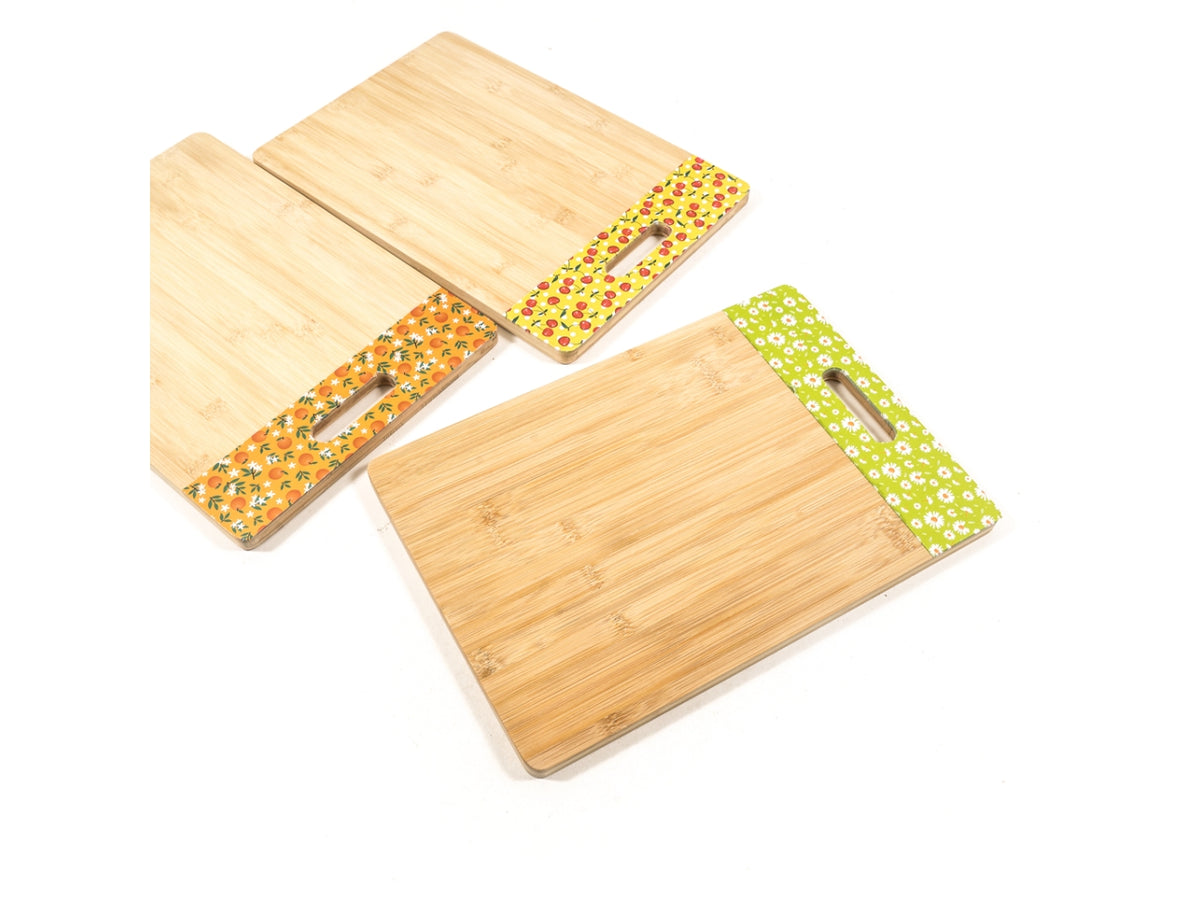 Tagliere in bambÃ¹ rettangolare con decori 39x27x1,5 cm - M Home
