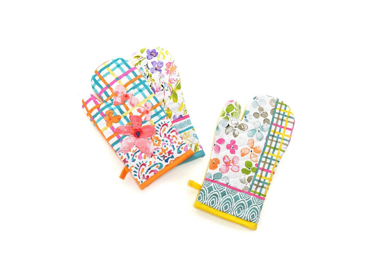 Guanto da forno in cotone multicolor fantasia floreale 18x32 cm - M Home