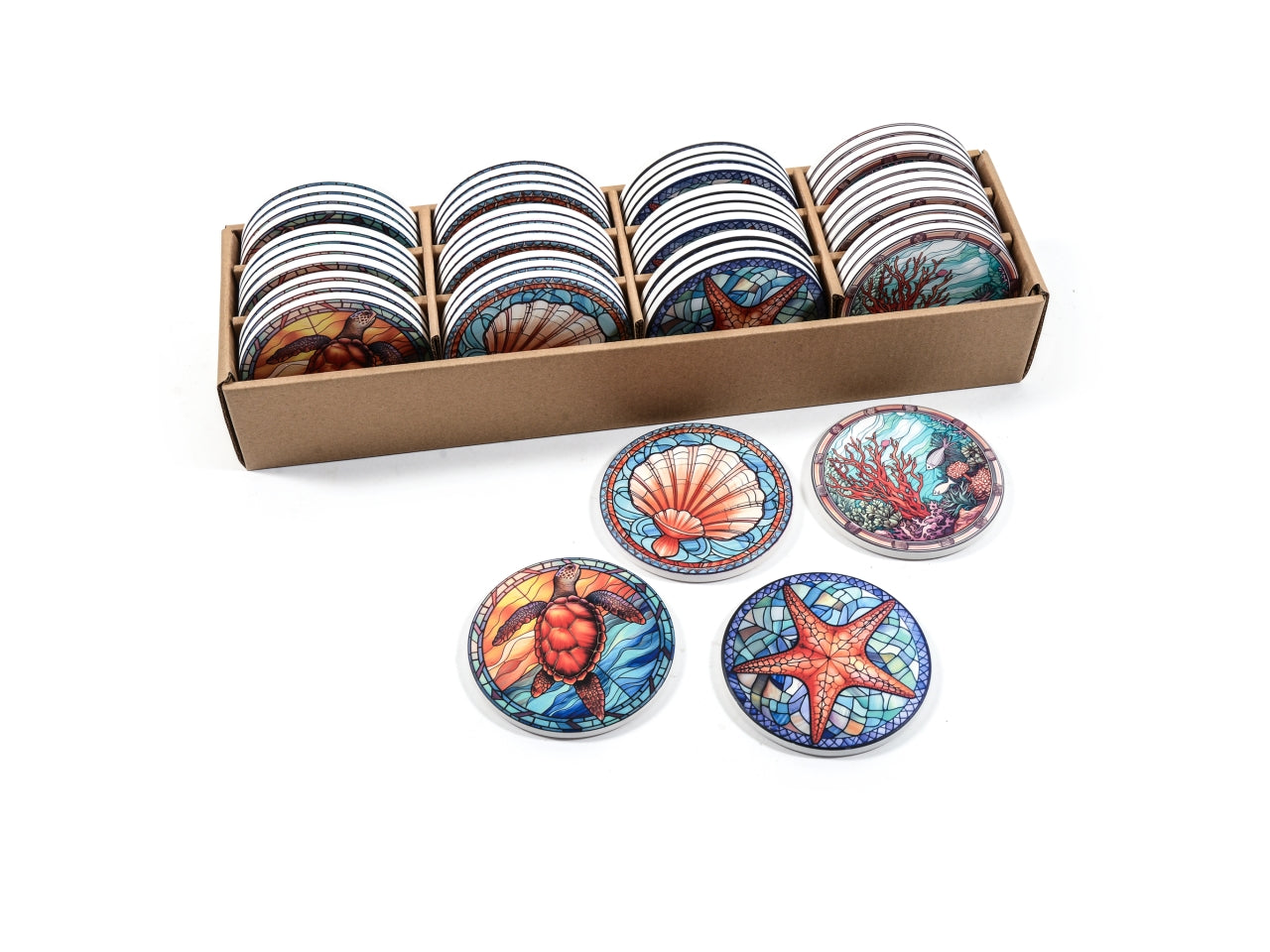 Sottobicchiere in ceramica d.10cm design assortiti in espositore