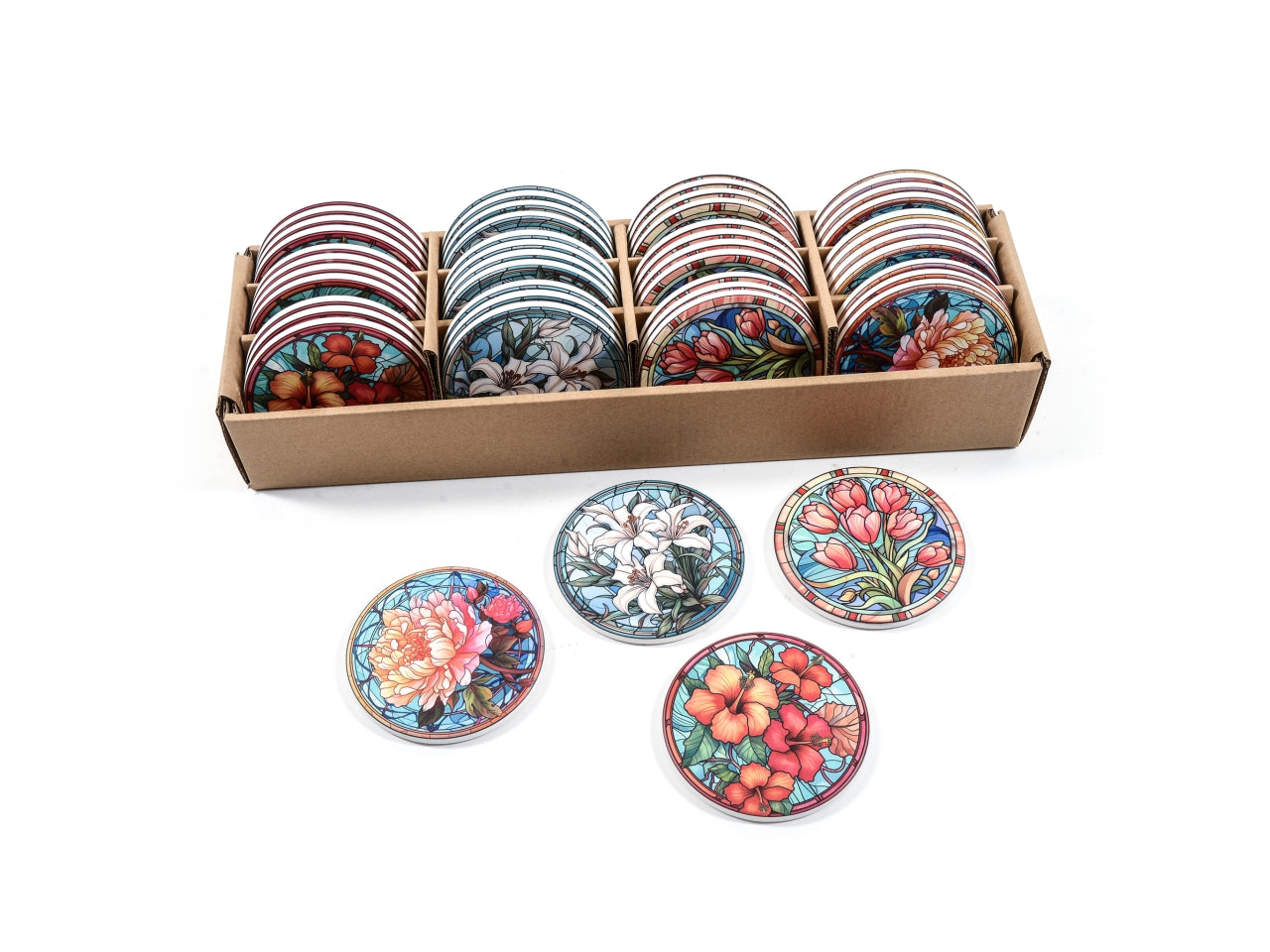 Sottobicchiere in ceramica d.10cm design assortiti in espositore