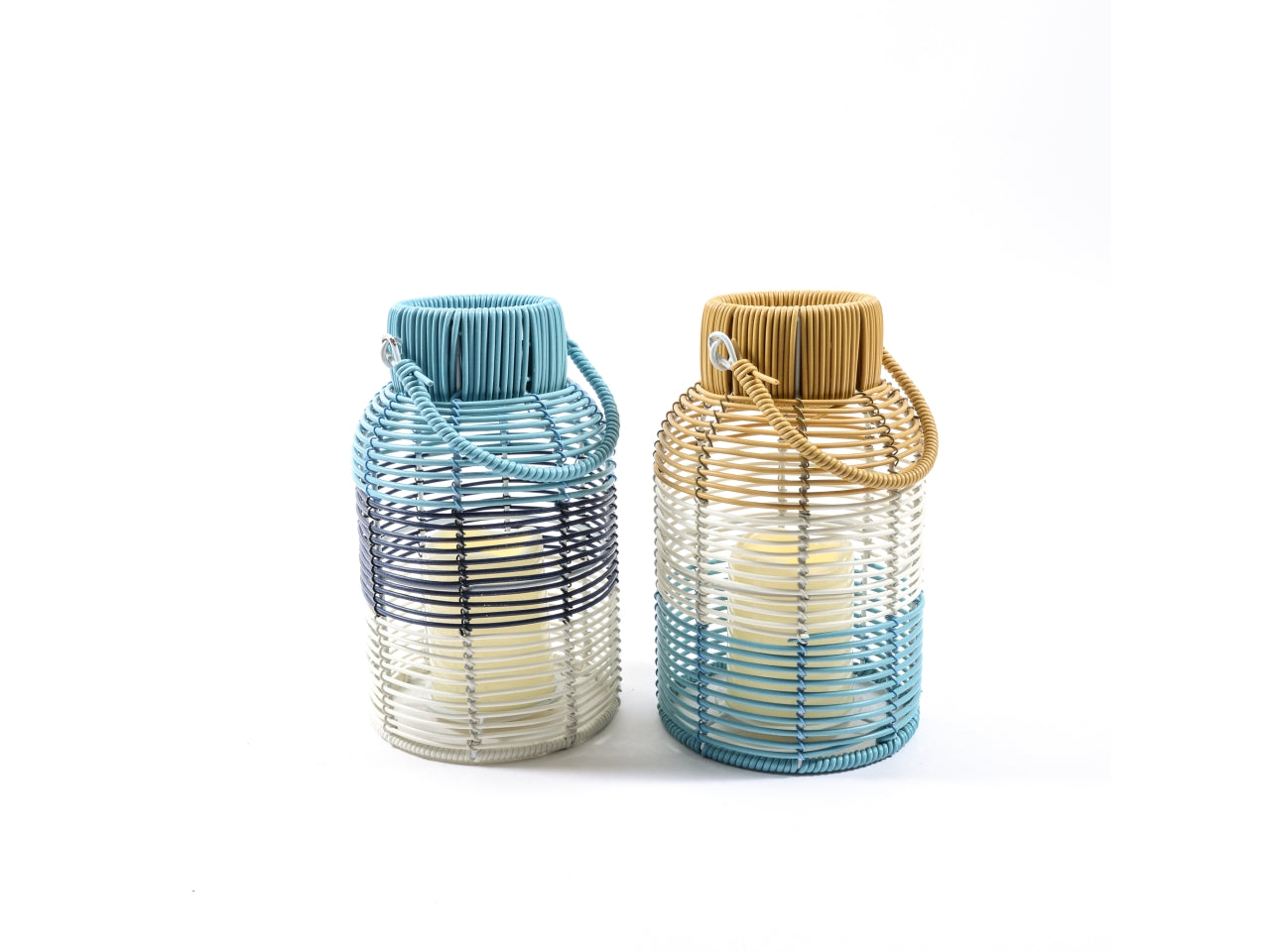 Lanterna in plastica con candela led d.15xh.24.5cm colori assortiti