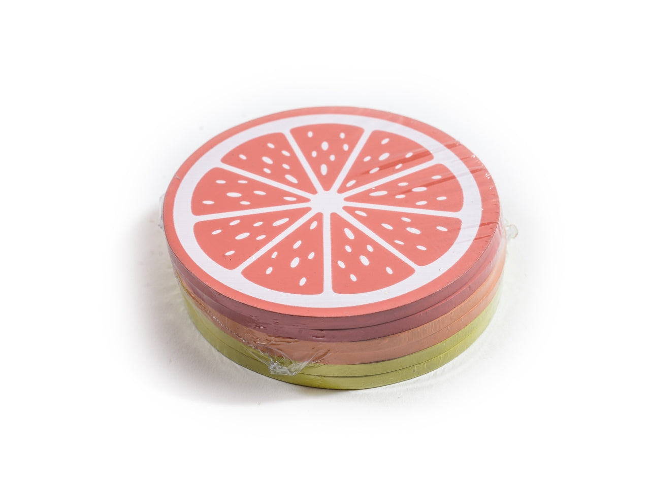 Sottobicchieri agrumi set da 6 in legno d.10x10cm colori assortiti