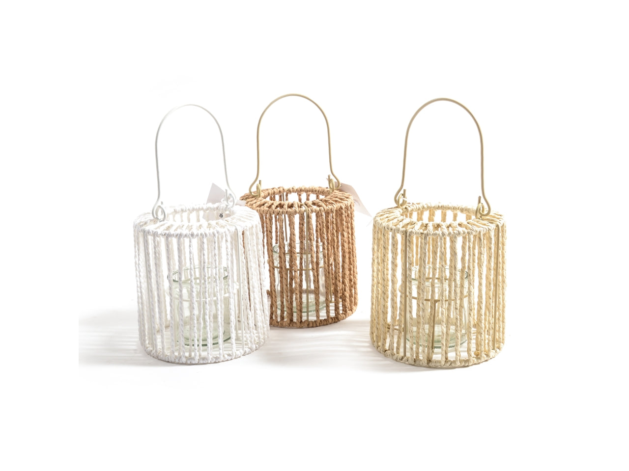 Lanterna in metallo e carta d.15x15cm colori assortiti