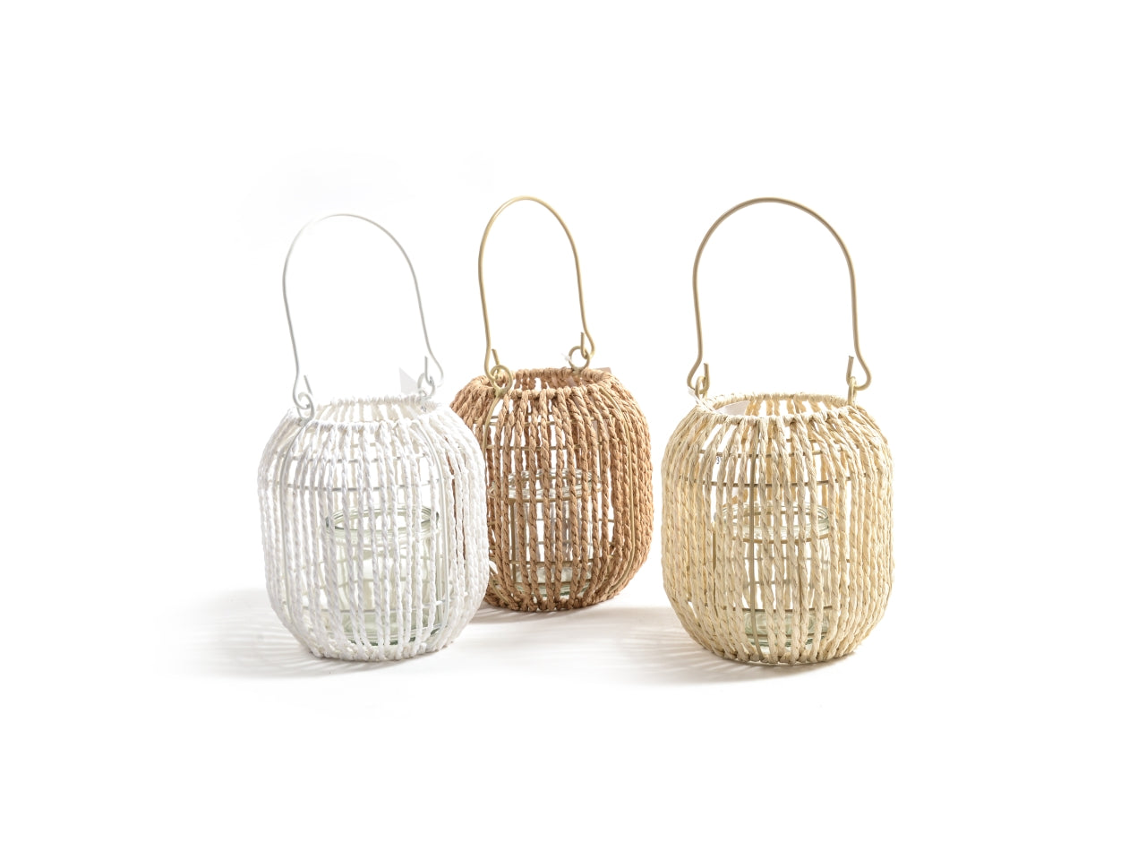 Lanterna in metallo e carta d.15x15cm colori assortiti