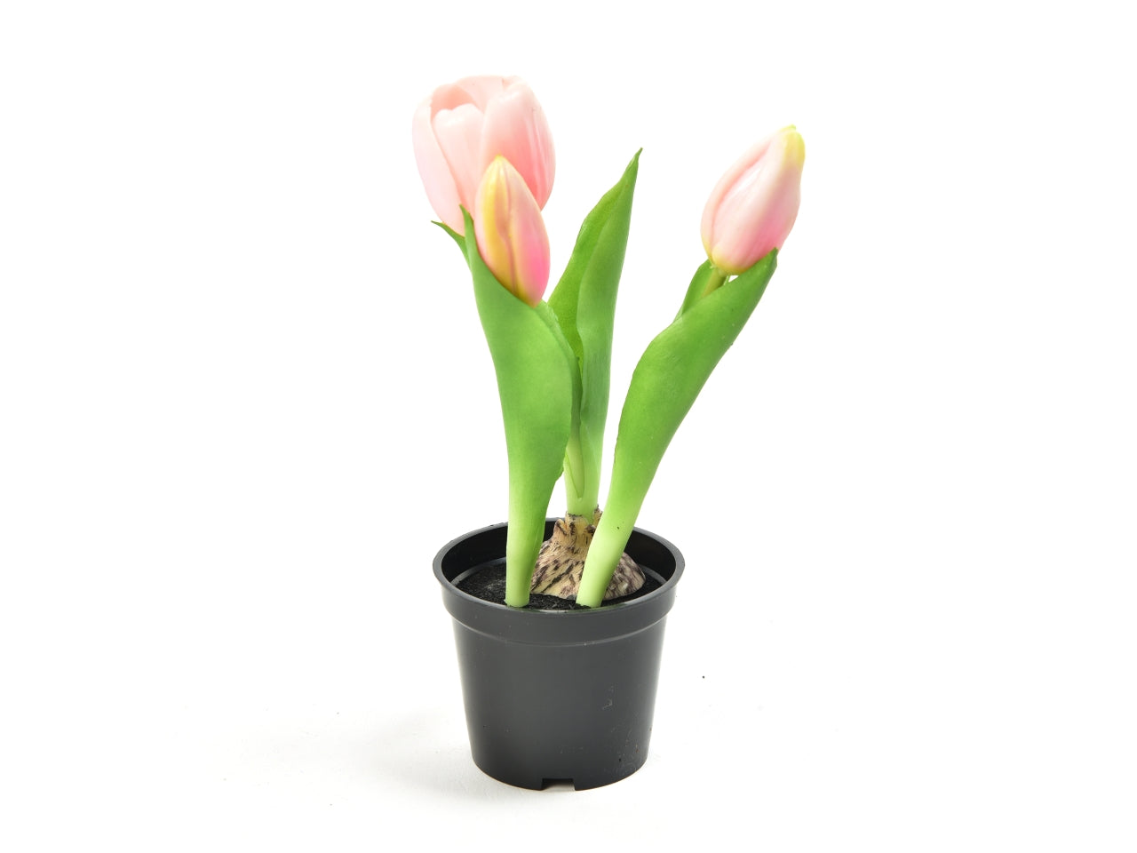 Tulipano rosa in gomma in vaso 21cm