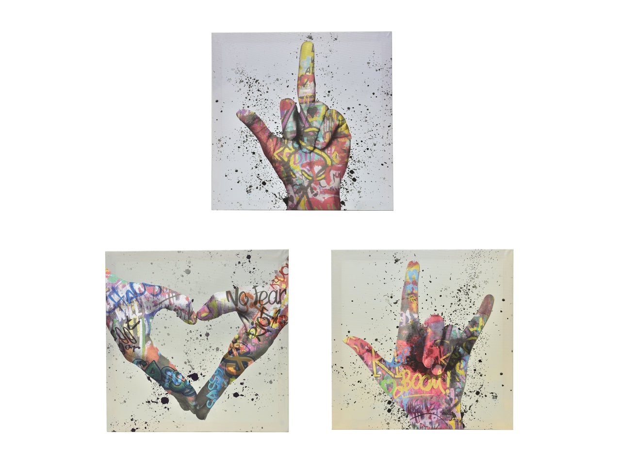 Quadro dipinto pop in canvas 40x40xh.1cm design assortiti in confezione termoretratta