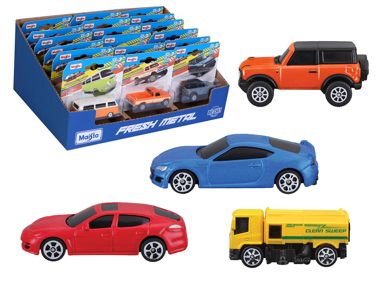 Modellino Auto Fresh Metal - 3 Pollici Modelli Assortiti: Die-cast, Colori Assortiti, Licenza Ufficiale, Dimensioni 10,8x4x10,8 cm, EtÃ  3+ | Maisto