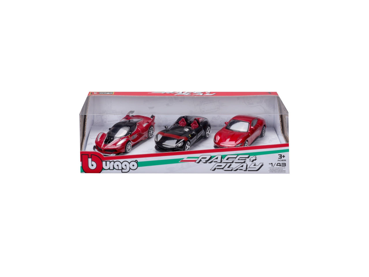 Modellino Auto Ferrari 458 Speciale R&P - Scala 1:43: Die-cast Rosso, Licenza Ufficiale Ferrari, Confezione Regalo con 3 Auto Assortite, Dimensioni 7,5x12,1x27,5 cm, EtÃ  3+ | Bburago