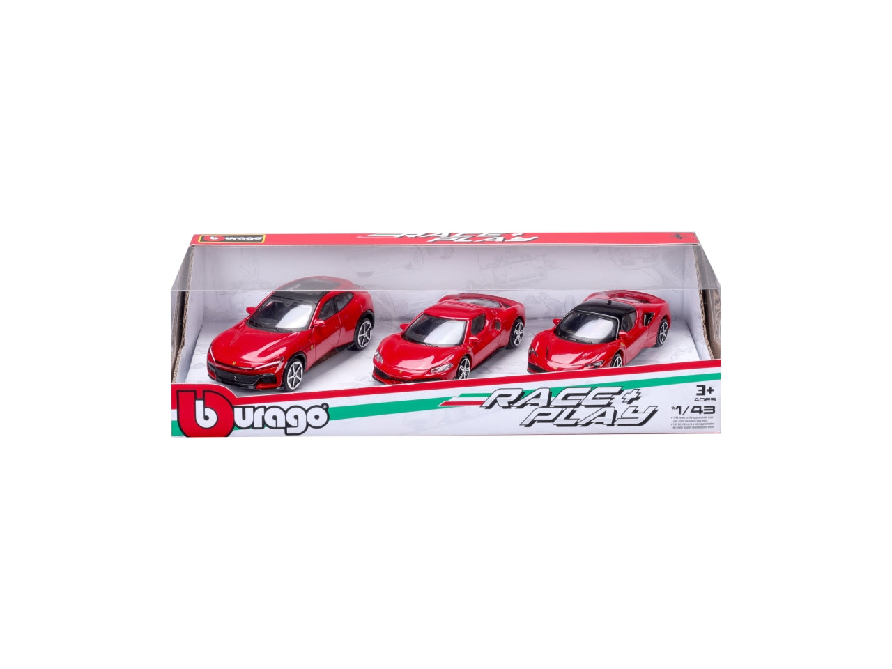 Modellino Auto Ferrari 458 Speciale R&P - Scala 1:43: Die-cast Rosso, Licenza Ufficiale Ferrari, Confezione Regalo con 3 Auto Assortite, Dimensioni 7,5x12,1x27,5 cm, EtÃ  3+ | Bburago