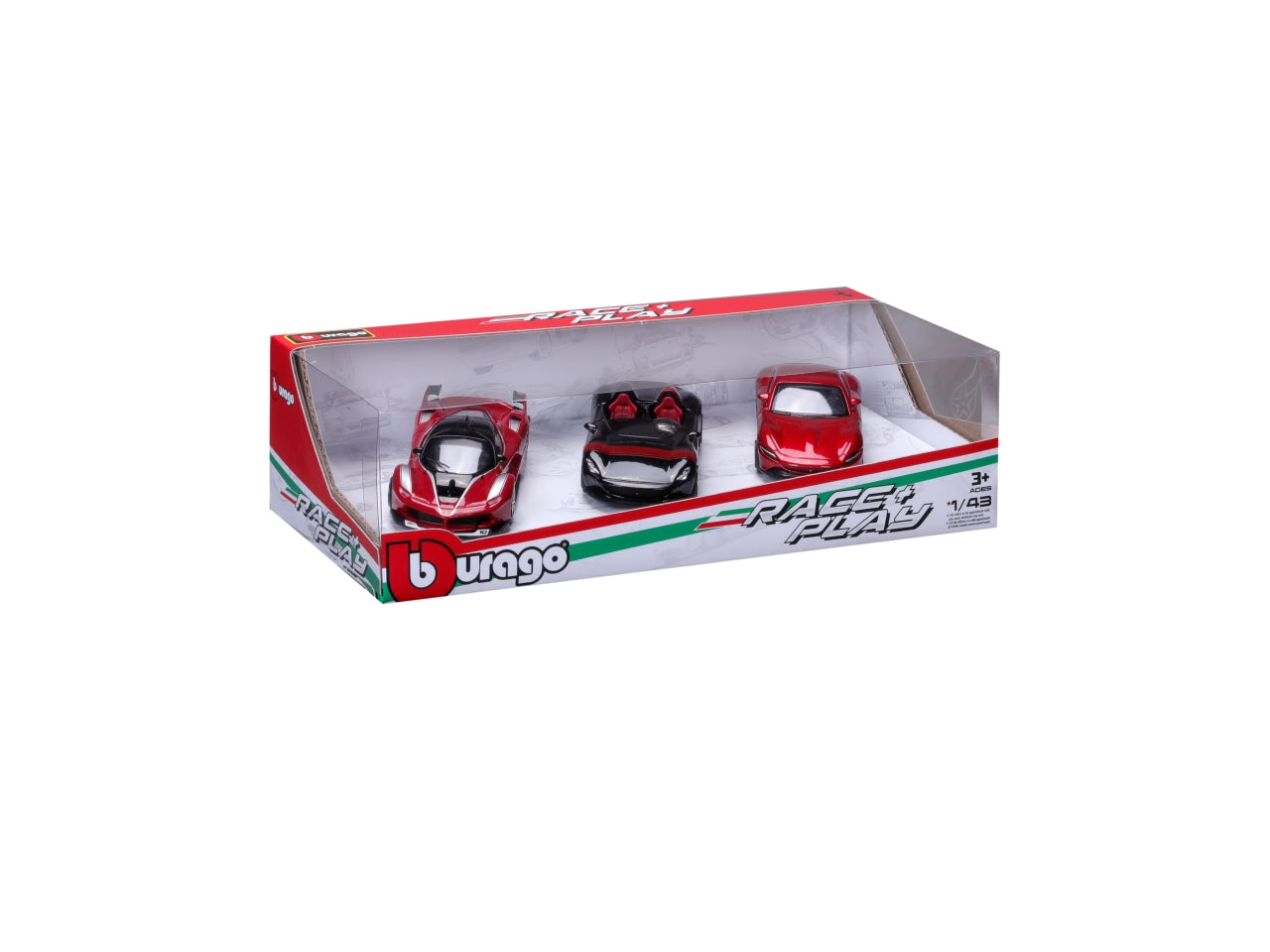 Modellino Auto Ferrari 458 Speciale R&P - Scala 1:43: Die-cast Rosso, Licenza Ufficiale Ferrari, Confezione Regalo con 3 Auto Assortite, Dimensioni 7,5x12,1x27,5 cm, EtÃ  3+ | Bburago