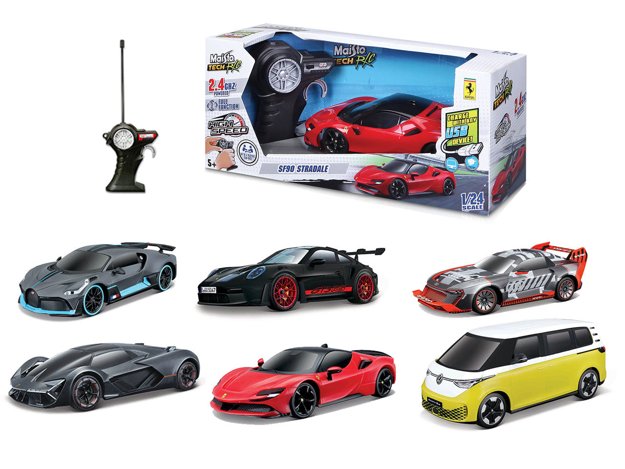 Auto Radiocomandata Premium Street Cars 2,4GHz - Scala 1:24 Modelli Assortiti: Die-cast, Colori Assortiti, Dettagli Realistici, Dimensioni 11,1x13,3x39,4 cm, EtÃ  5+ | Maisto