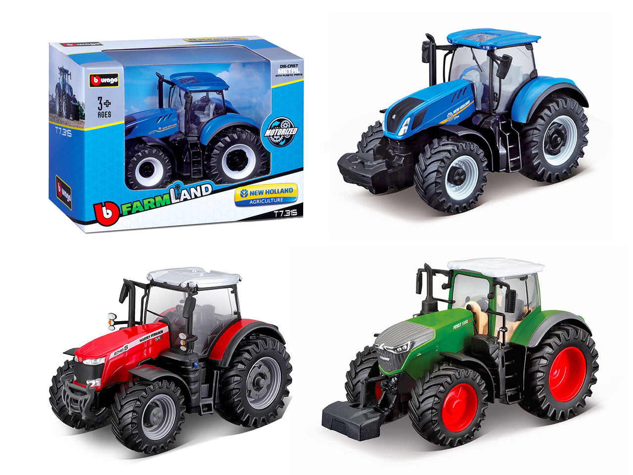 Modellino Trattori Motorizzati 10cm - Modelli Assortiti: Die-cast, Colori Assortiti, Licenze Ufficiali, Retrocarica, Dimensioni 7,9x15,2x10,7 cm, EtÃ  3+ | Burago