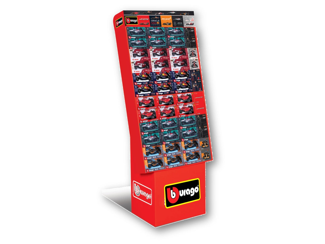 Modellino Auto F1 - Scala 1:43 Modelli Assortiti: Die-cast Rossa, Licenze Ufficiali, Display da Terra Contenente 84 Pezzi, Dimensioni 90x15,24x54 cm, EtÃ  3+ | Bburago