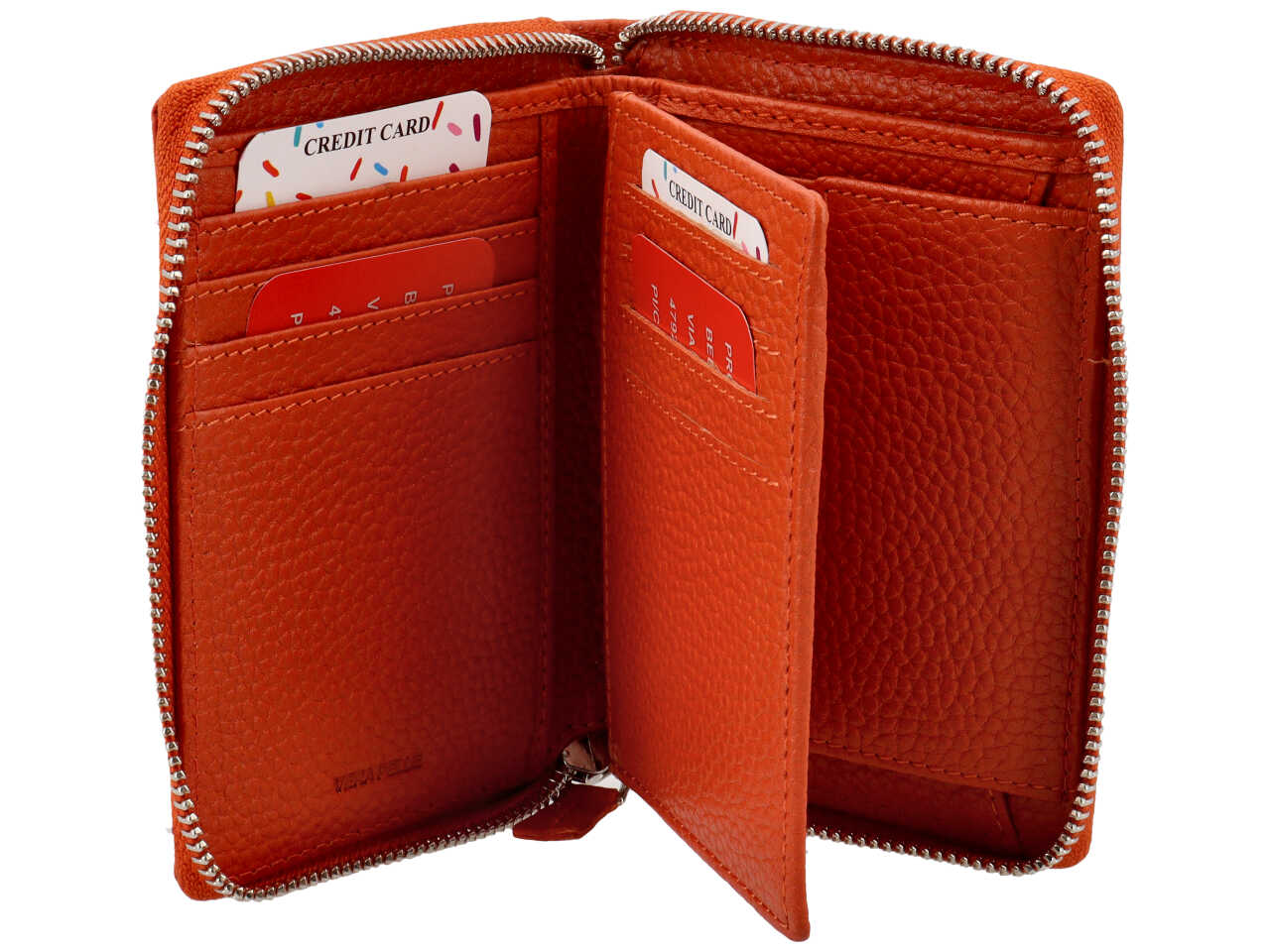 Portafoglio donna pelle - dollaro arancio papaya