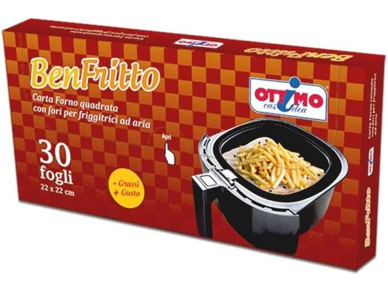 30 fogli carta forno con buchi per  friggitrice ad aria benfritto quadrata 22cm ottimo