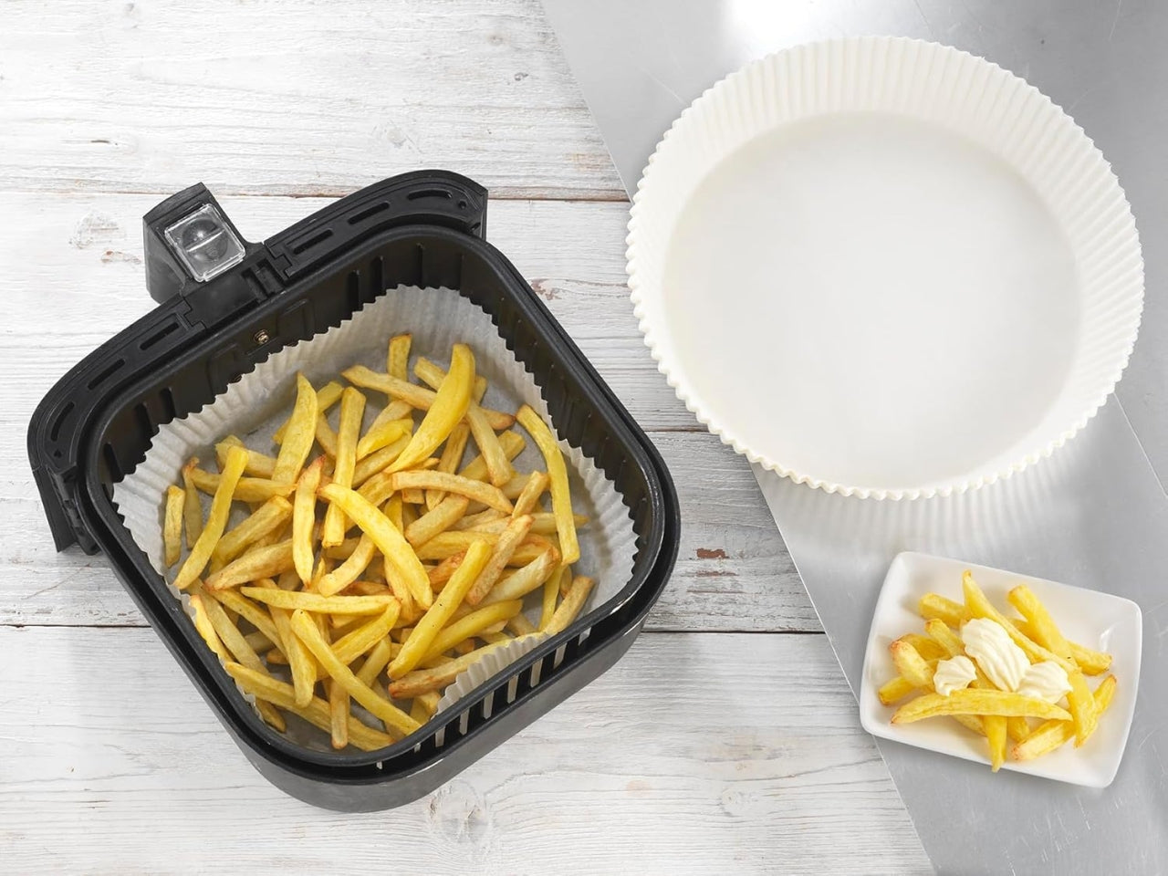 50 pirottini in carta forno per friggitrice ad aria benfritto da 16 cm x h 4,5cm ottimo