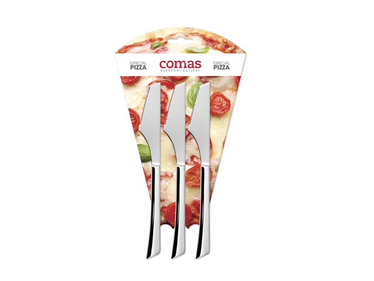 Coltello da pizza in blister linea napoli 3 pezzi in acciaio inox 420