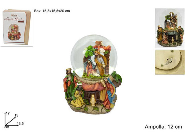 Ampolla carillon nativitÃ  con magi 12cm assortiti