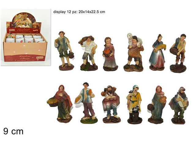 Pastori in resina 9cm modelli assortiti mod. A colori chiari per nativitÃ  da 9cm