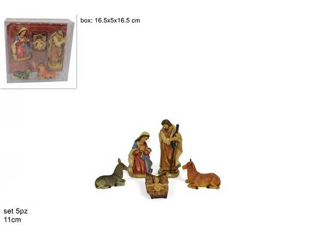 NativitÃ  in resina 11cm, set da 5 pezzi