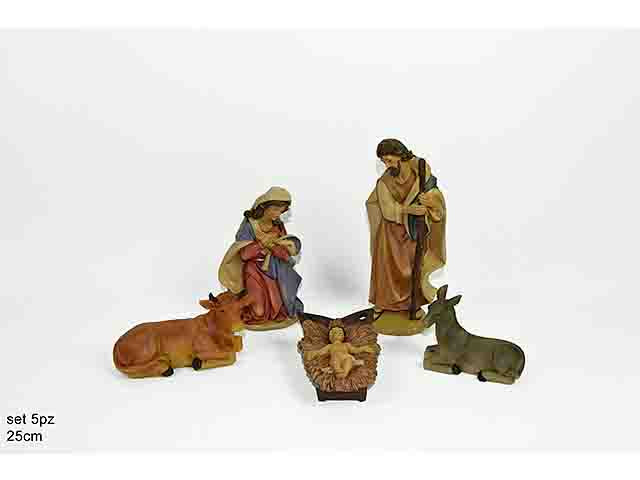 NativitÃ  in resina 25cm, set da 5 pezzi