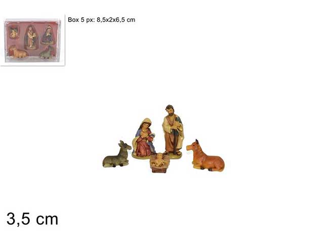 NativitÃ  3,5cm 5 pezzi in box pvc