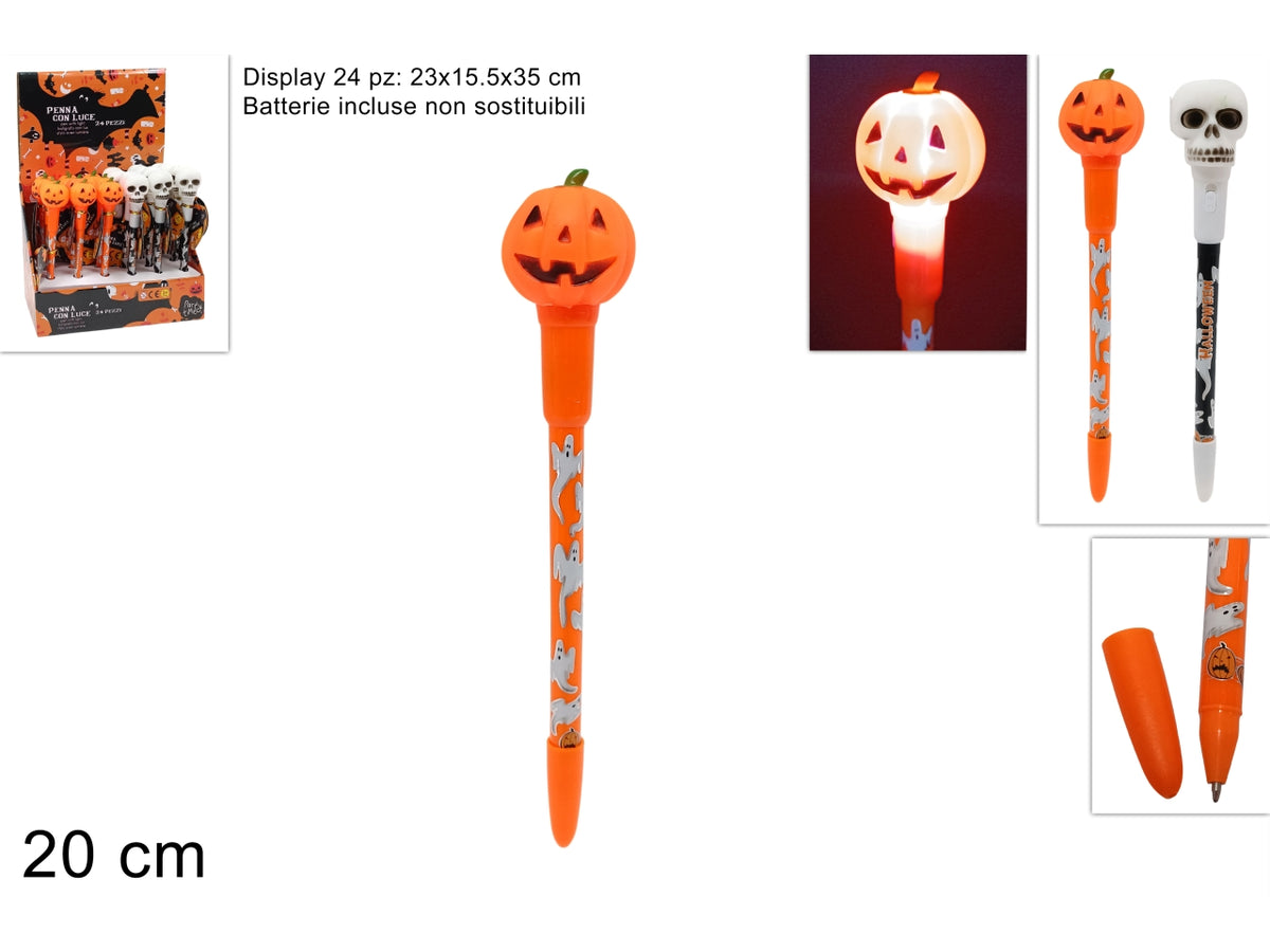 Penna Halloween 20cm con luce in 2 modelli assortiti