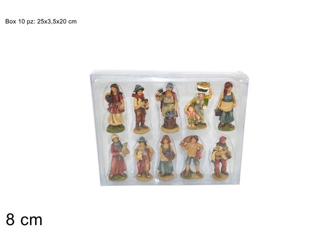 Pastori 8cm 10 pezzi in box pvc