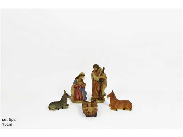 NativitÃ  in resina 15cm, set da 5 pezzi