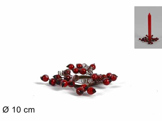 Girocandela 10cm con bacche rosse