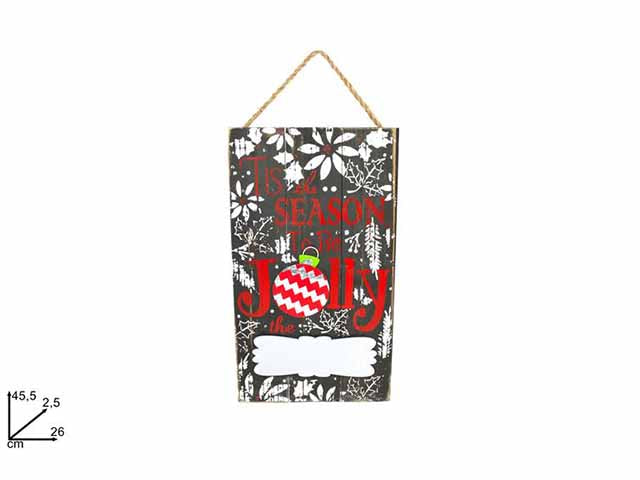 Pendente natalizio con scritte in legno 26x2,5x45