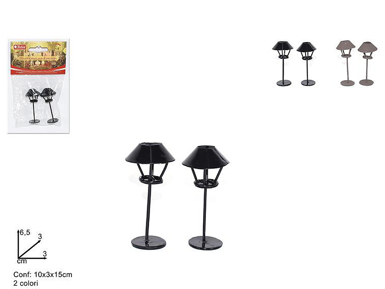 Lampioni con base in metallo 6,5cm set 2 pezzi