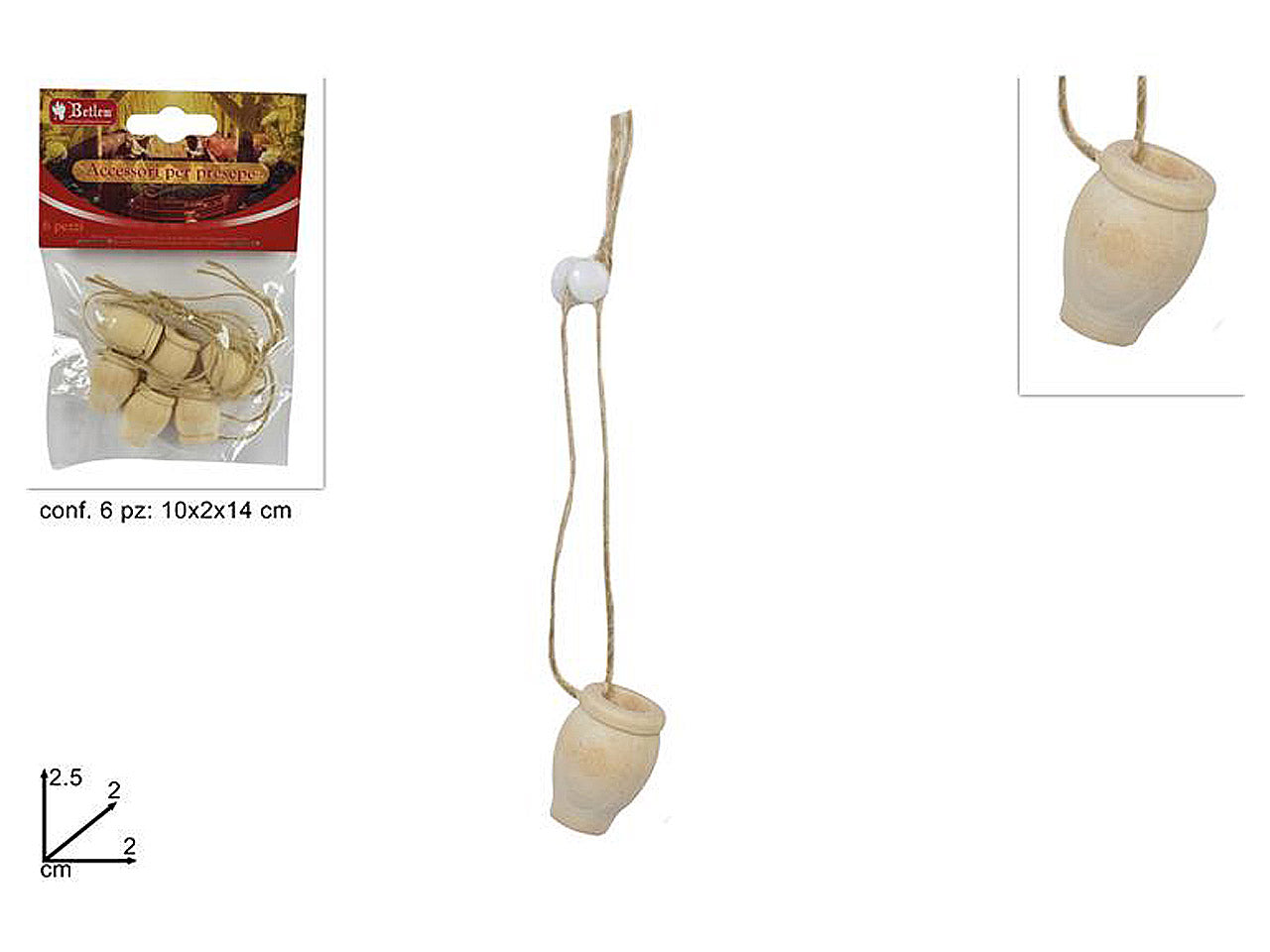 Anfore in legno st 6 pezzi 2,5x2x2cm