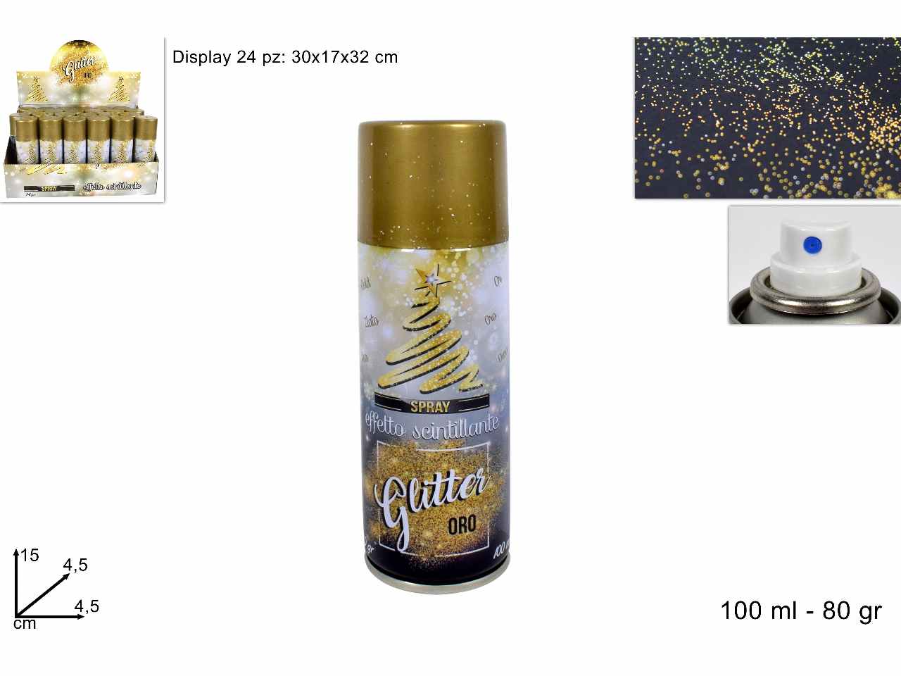 Bomboletta glitter oro 100ml