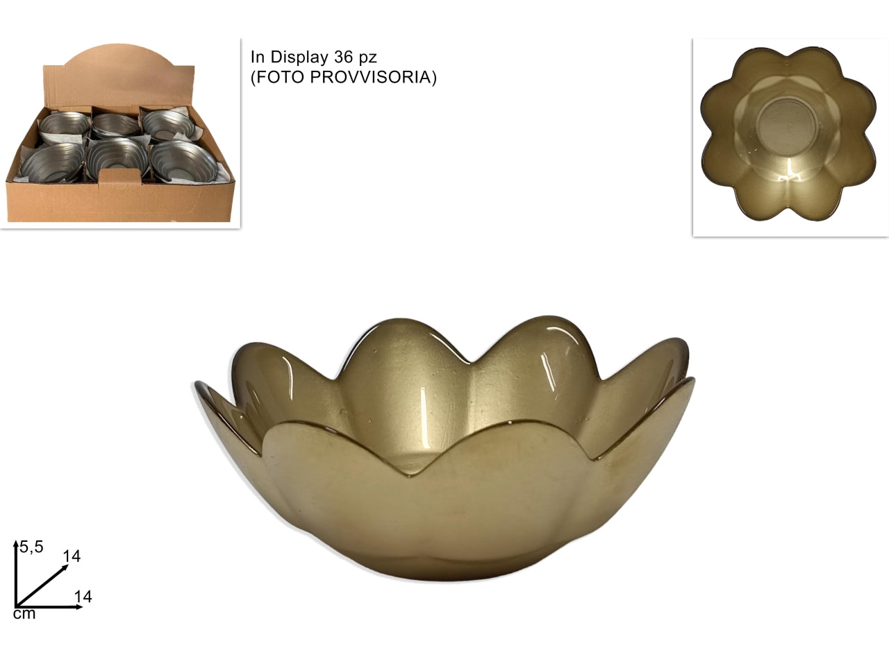 Ciotola in vetro fiore oro