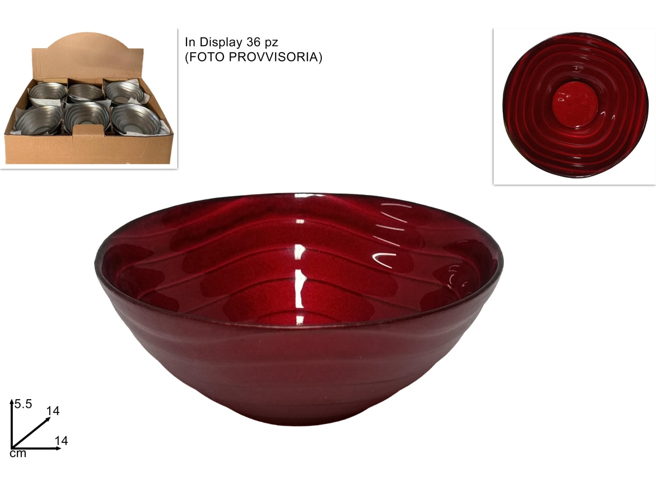 Ciotola in vetro rosso