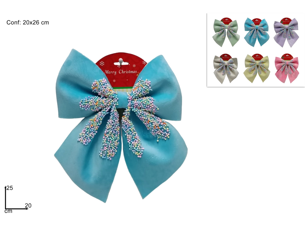 Fiocco 20cm in velluto con canditi in 6 colori assortiti