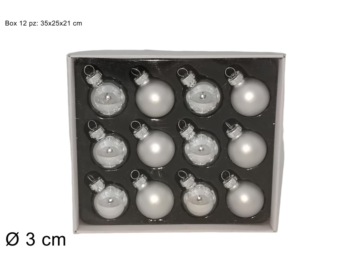 Palla in vetro 3cm argento il set contiene 12 palle