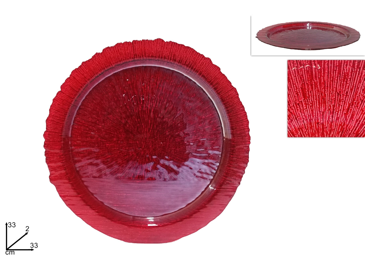 Piatto in vetro 33cm rosso