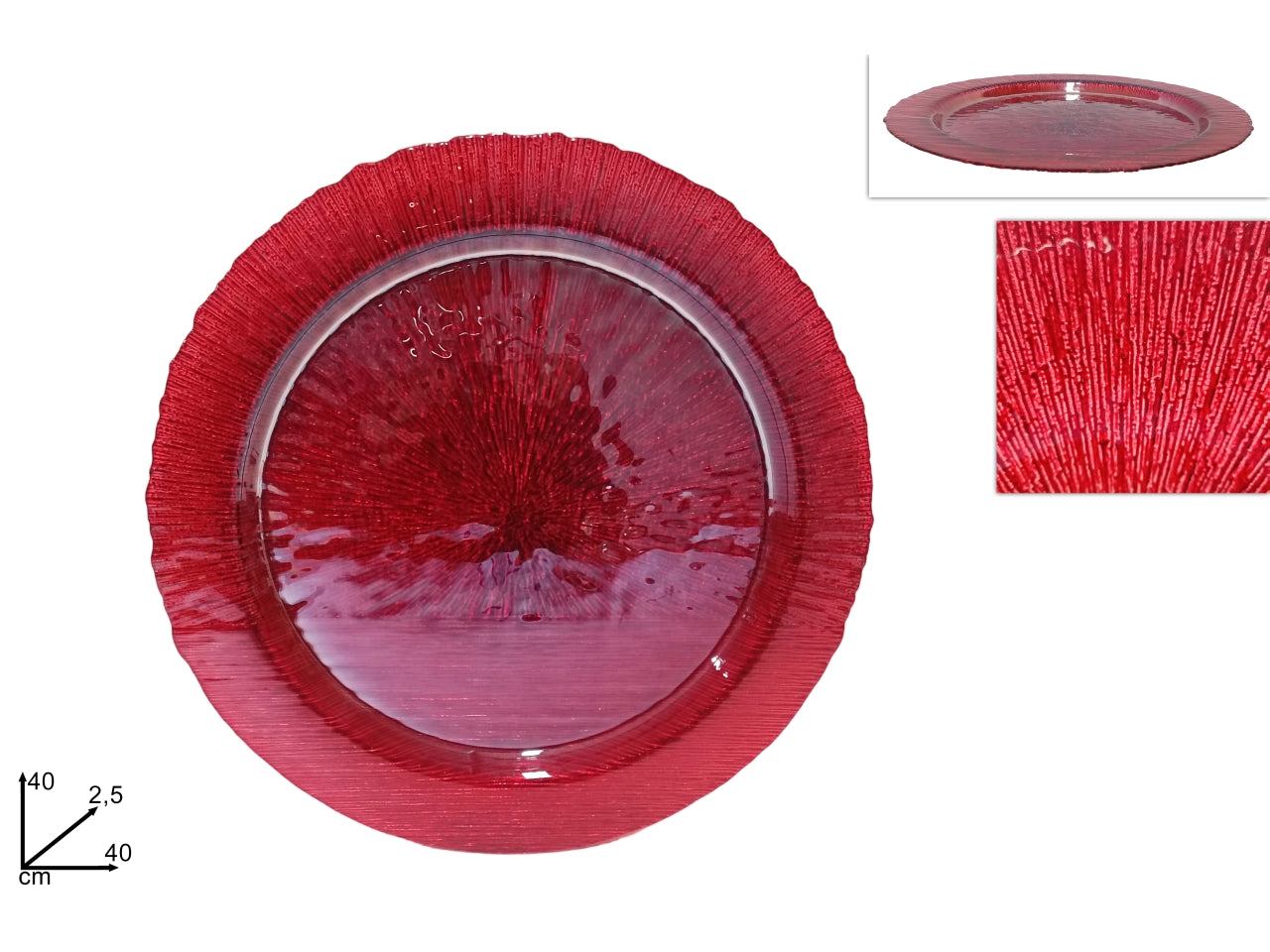 Piatto in vetro 40cm rosso