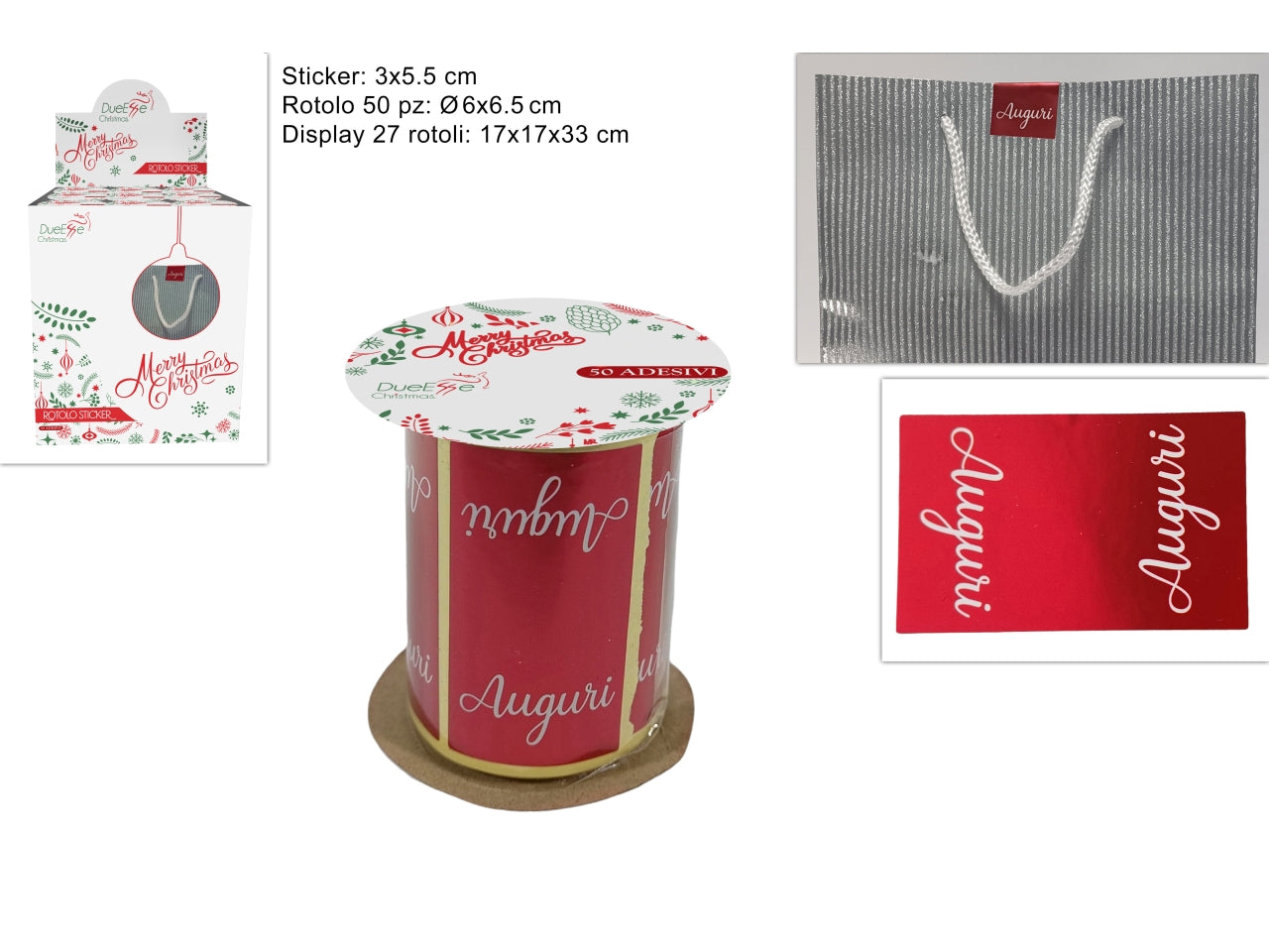 Rotolo sticker auguri rosso 50 stickers