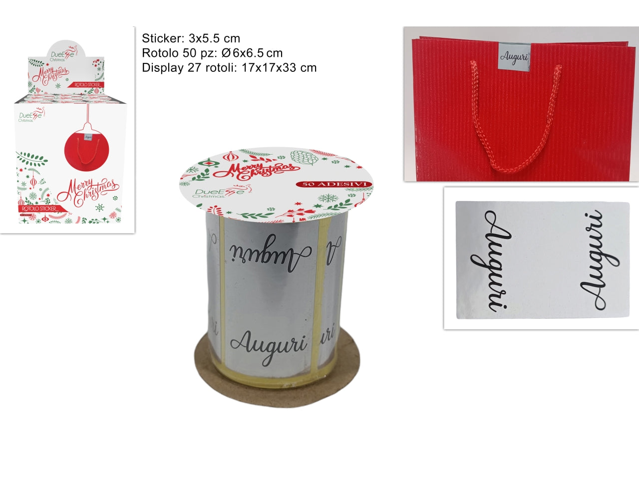 Rotolo sticker auguri silver 50 stickers