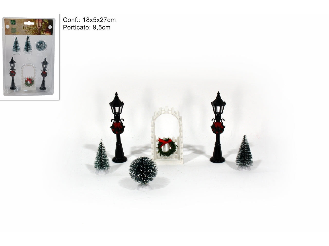Kit porticato lampioni e alberelli