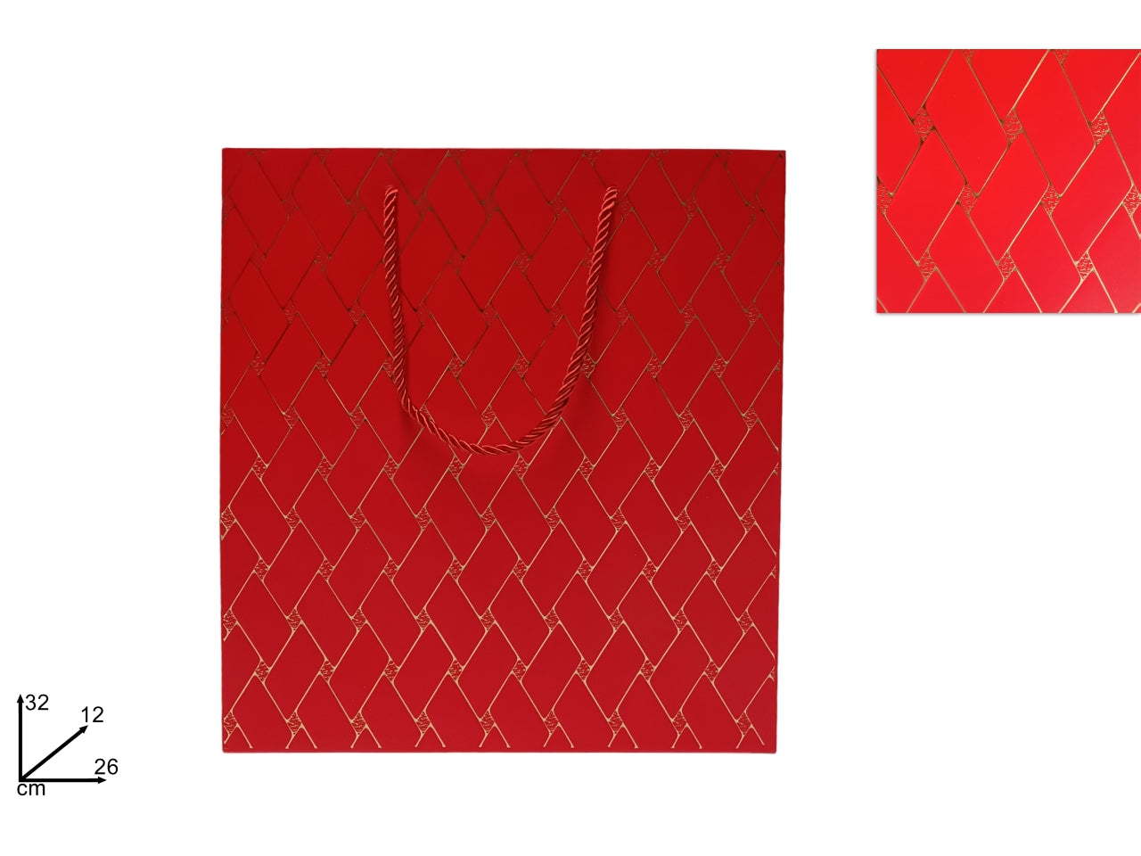 Busta regalo 26x32x12 effetto trapunta rosso oro