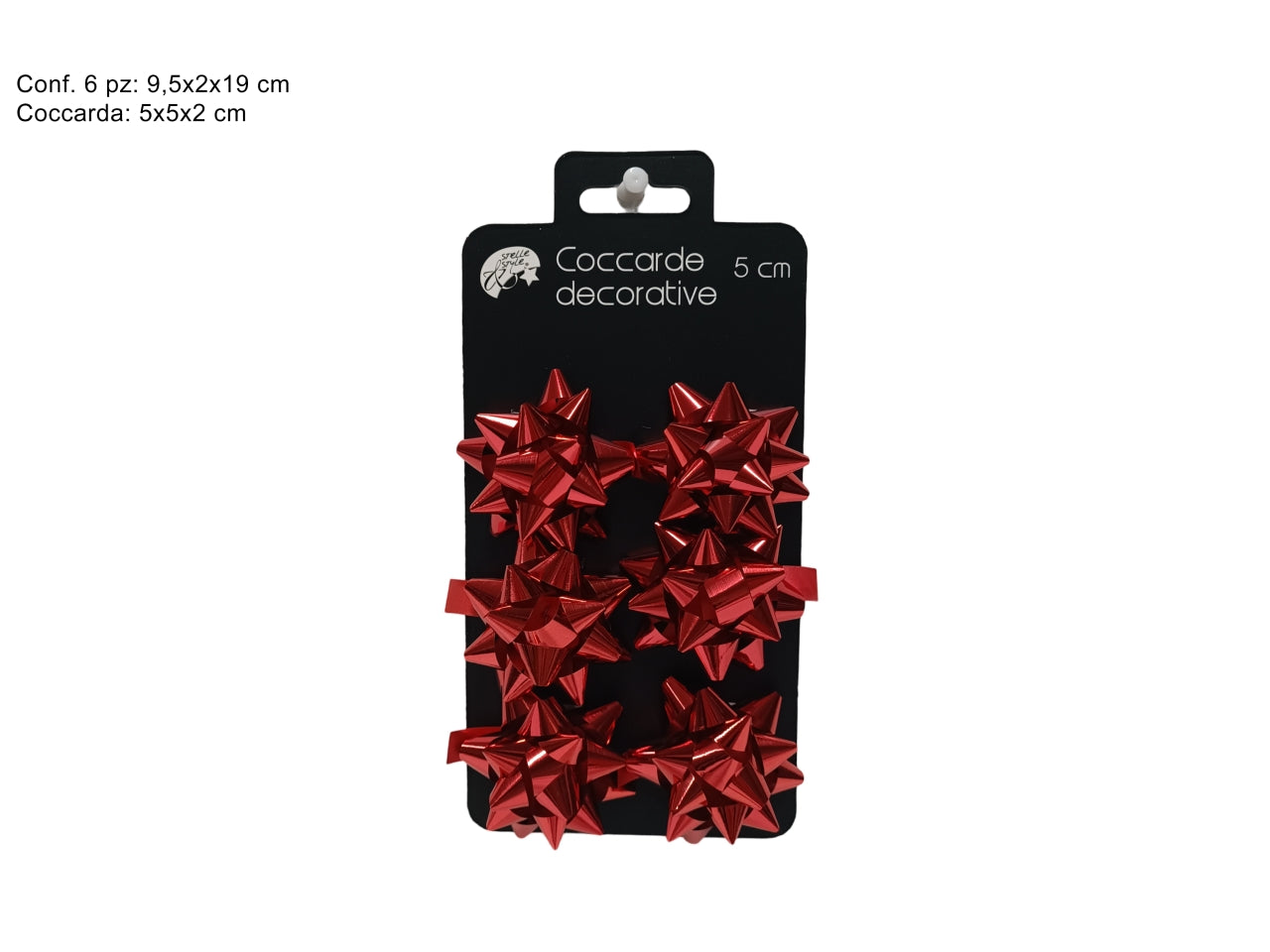 Coccarde lucide 5 cm set 6 pezzi rosso