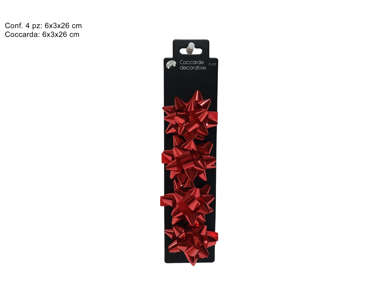 Coccarde lucide 6 cm set 4 pezzi rosso